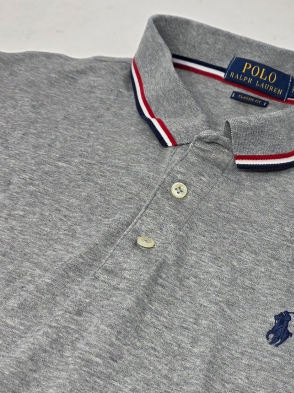 Polo Ralph Lauren Heather Gray Short Sleeve Stripe Polo Shirt Classic Soft